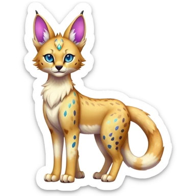 Cute Kawaii Epic Ethereal Sparkly Colorful Sergal-Serval-Caracal-Vernid full body sticker