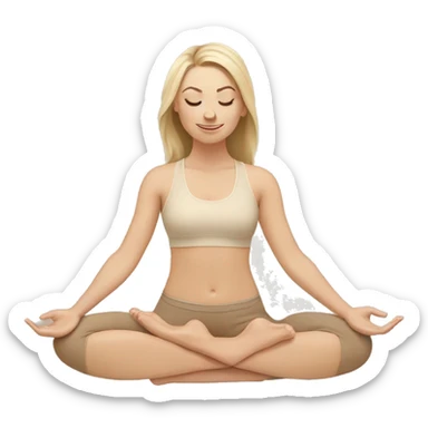 White Girl doing yoga in beige tones  sticker