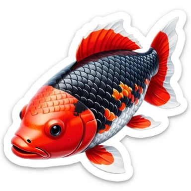 black red Koi fish sticker
