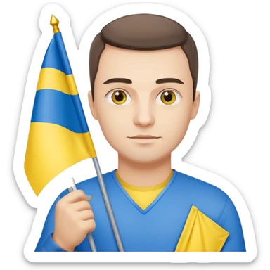 The Ukrainian man with flag sticker
