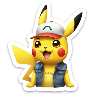 Pikachu avec la casquette de sacha sticker