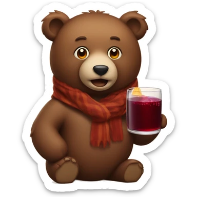 Bear with mulled wine  sticker