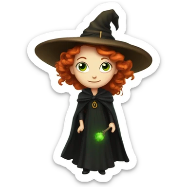 redheaded green-eyed witch sticker