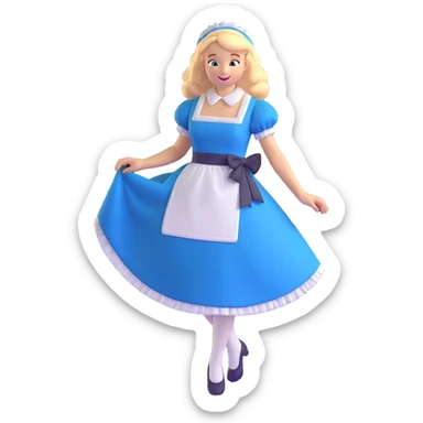 Disney's Alice in Wonderland curtseying elegantly in her blue dress with white apron sticker