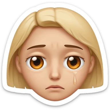 Realistic Sad face with tear in eye sticker