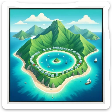 île Guadeloupe dans sa forme géographique réelle, vue du dessus sticker