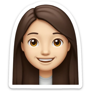 Make an emoji with long straight dark brown hair sticker