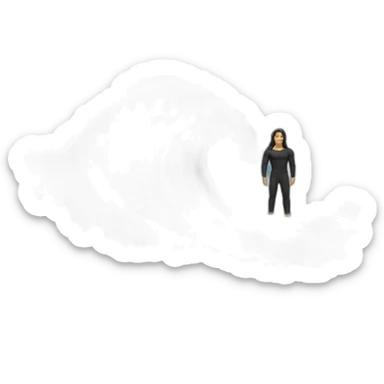 Big wave, man with black long hair standing on it sticker