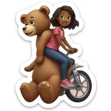 Girl riding giant teddy bear  sticker