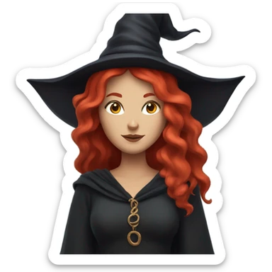 Mystical witch with red hair sticker