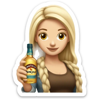 White Girl holding Don Julio bottle sticker