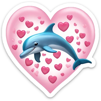 Dolphin jumping through heart sticker