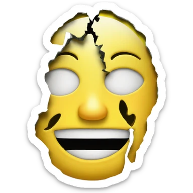 cracked open money face emoji with something behind the cracks sticker