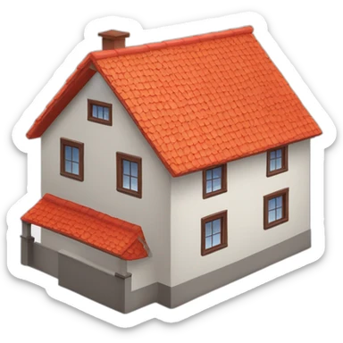 Detached house red roof family home sticker