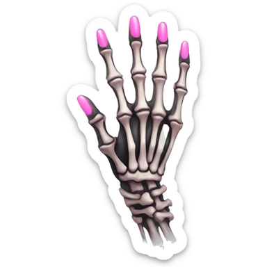 skeleton hand with long pink nails sticker