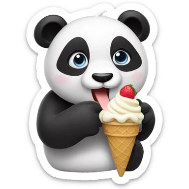 Panda eating ice cream sticker