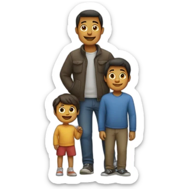 Homme avec ses 3 enfants sticker