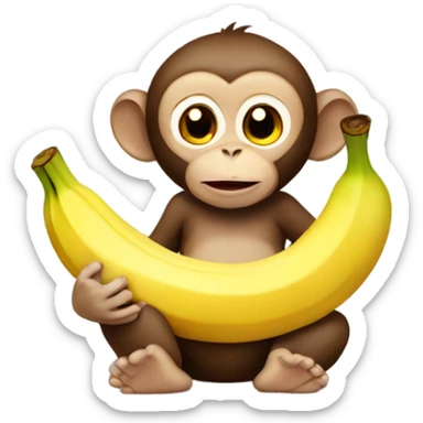 Pregnant monkey eating banana sticker