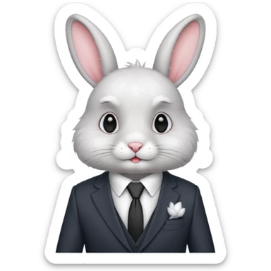 rabbit with suti tie sticker