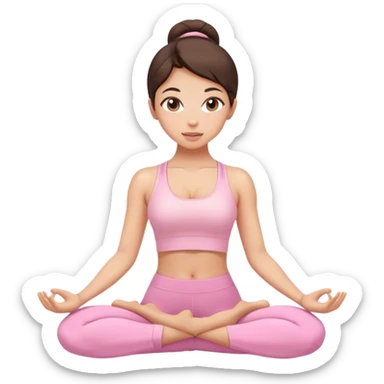 brunette yoga girl light pink clothes n sticker