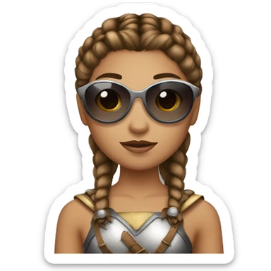 Girl gladiator with French braids, brown hair and sunglasses sticker