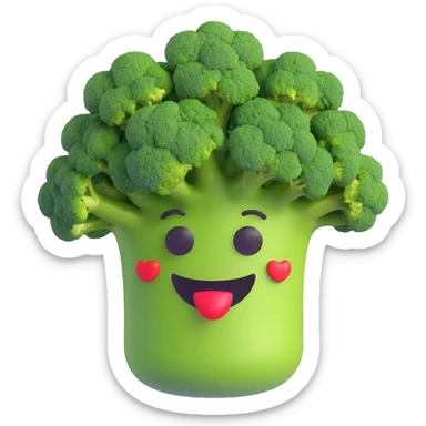 spicy broccoli, 3D emoji style sticker