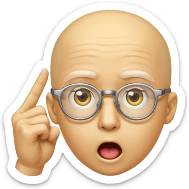Generate a emoji head base with a shocked expression with a finger pushing the glasses down a little bit make the glasses tipped and make the head full yellow with a slight tint at the top with no hair sticker