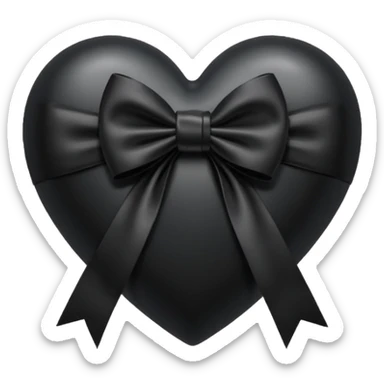 black heart with a black bow at the bottom sticker