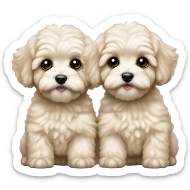 2 maltipoo pups sisters  sticker