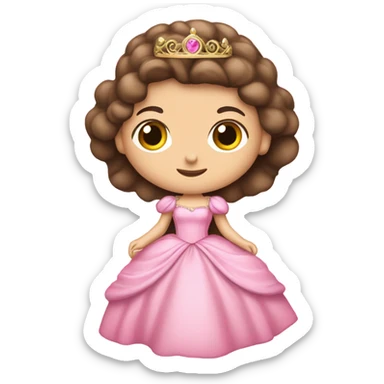 beautiful caucasian brunette princess in pink princess dress sticker