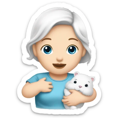 mom holding newborn baby girl with blue eyes white skin and black hair and white skin newborn girl bab white skin black hair sticker