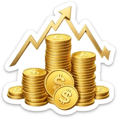 emoji for economy showing stack of coins and rising chart sticker