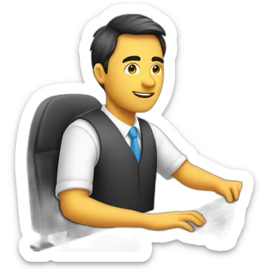 un chico en sentado en la computadora editando sticker