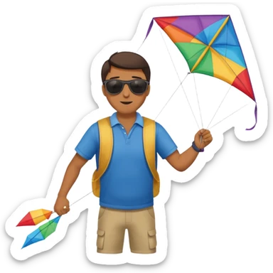 Man with kite,Kite Flyers, big kite sticker