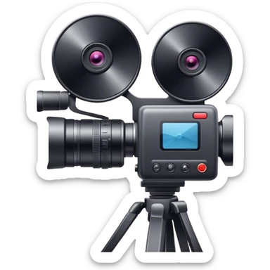 Create an emoji for video shooting. Show a video camera with a recording icon. Use modern, professional colors. Do not include any emojis or smiley faces. Make the background transparent. sticker
