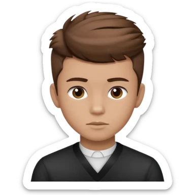 create a fringe haircut boy with a brown hair with hair little up more looking like quiff hairstyle sticker