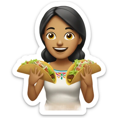 Mexican girl eating tacos  sticker