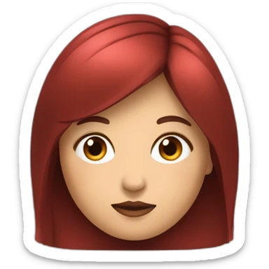 jovencita con cara redonda gordita mofletes rojos y pelo castaño con flequillo sticker