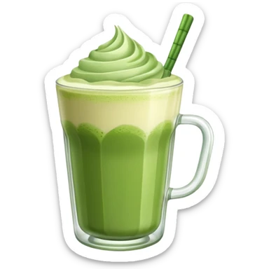 Matcha latte in a glass cup sticker