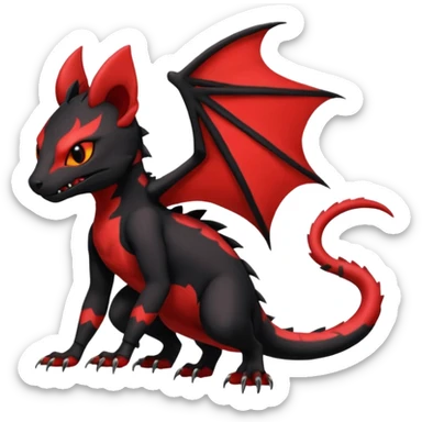 Cherry-Red and Jet-Black Fierce Fiery Mohawked Gothic Salandit-Litten-Torracat-hybrid-creature (full body) sticker