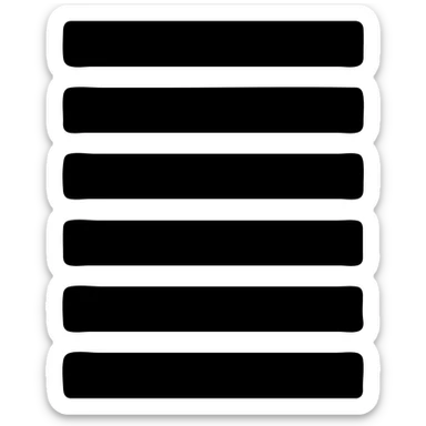 minimal solid white icon for a weekly list on black background, inspired by Netflix UI, simple bold list with seven horizontal lines or blocks, no text, very geometric sticker