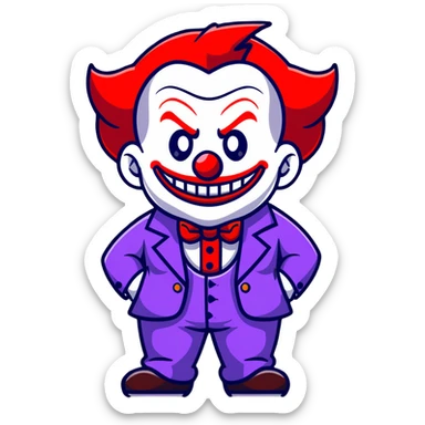 demonic clown wearing a leisure suit sticker