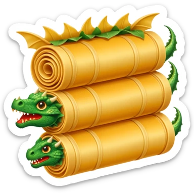 Dragon con cuerpo de pasta canelloni que el cuerpo enga su cuerpo normal con patas y que tenga tres cabezas de dragon sticker
