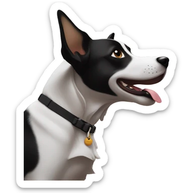 black and white dog barking at the sunset sticker