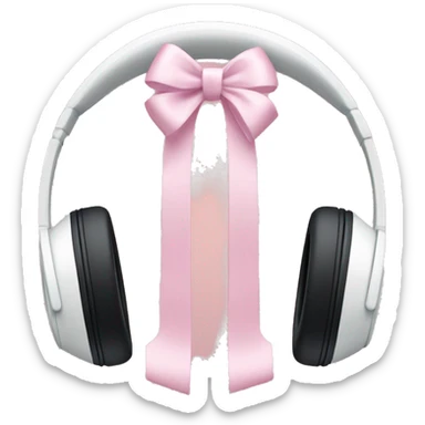 White apple headphones with light pink bows  sticker