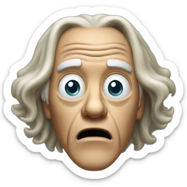 Just the head of Doc brown from back to the future looking shocked and his mouth wide open. No eye-ware. Long hair sticker