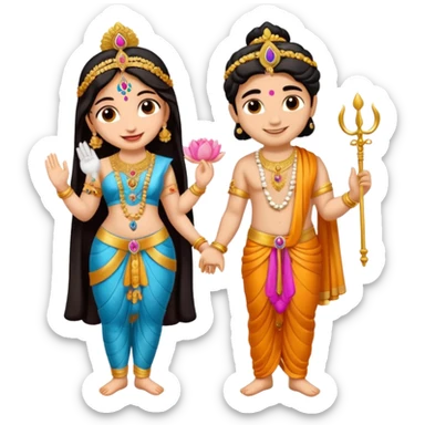 Krishna and Radha cute standing together with fuet sticker