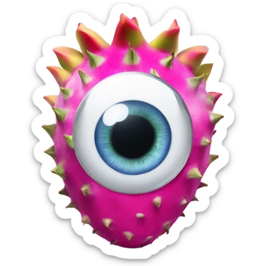 3D elegant Pitahaya with large shiny eyes 👀 one hand holds the mirror with its reflection 🪞 sticker