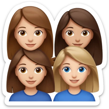 three girl friends; one who is white, has brown hair and brown eyes; one who is dirty blonde with blue eyes; one who is tan with dark brown hair and dark brown eyes sticker