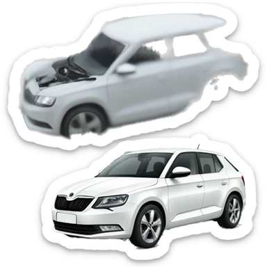 White car Skoda sticker